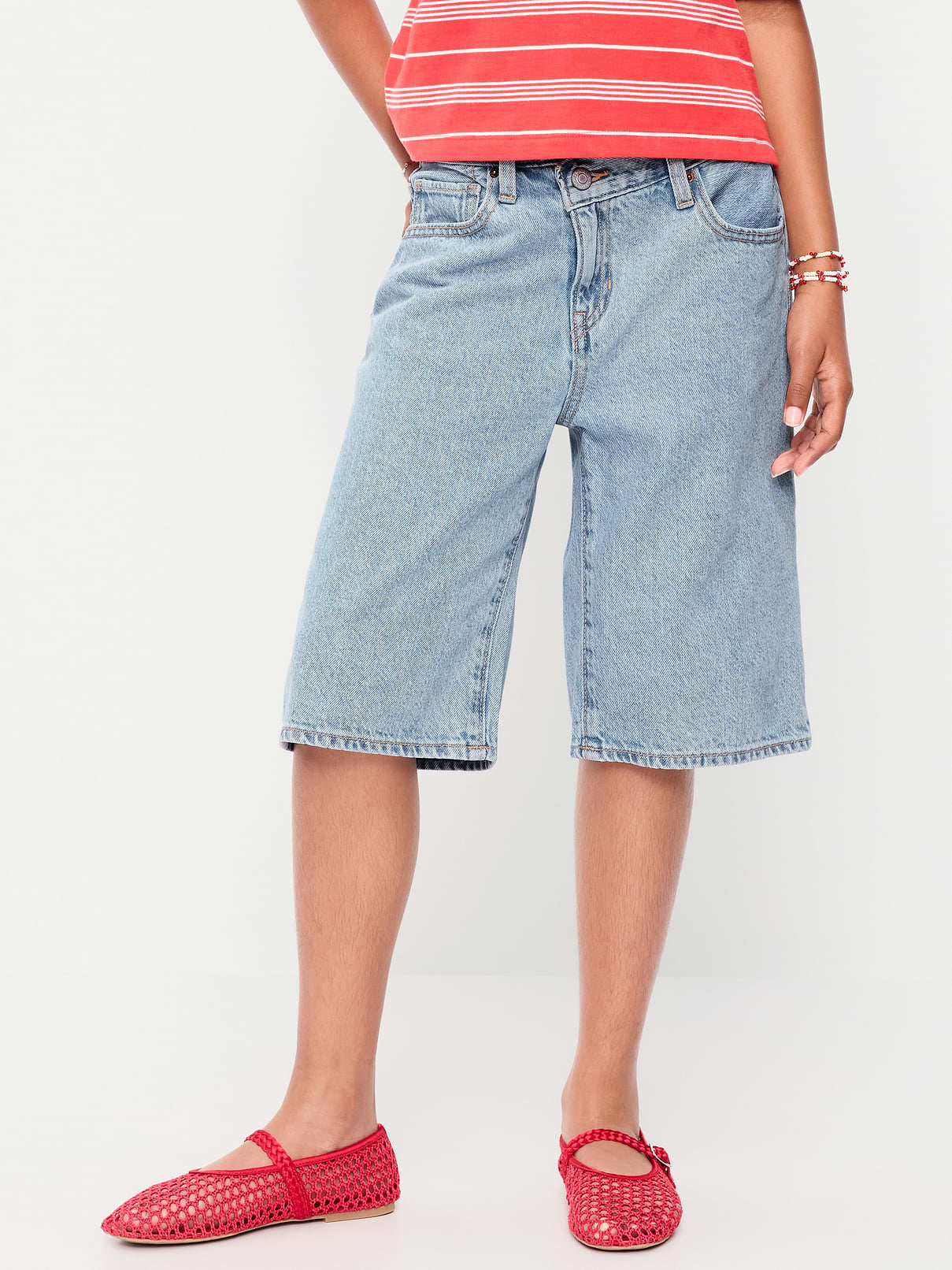 Image number 1 showing, Baggy Crossover Jean Shorts for Girls