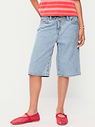 Image number 1 showing, Baggy Crossover Jean Shorts for Girls
