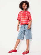 Image number 3 showing, Baggy Crossover Jean Shorts for Girls