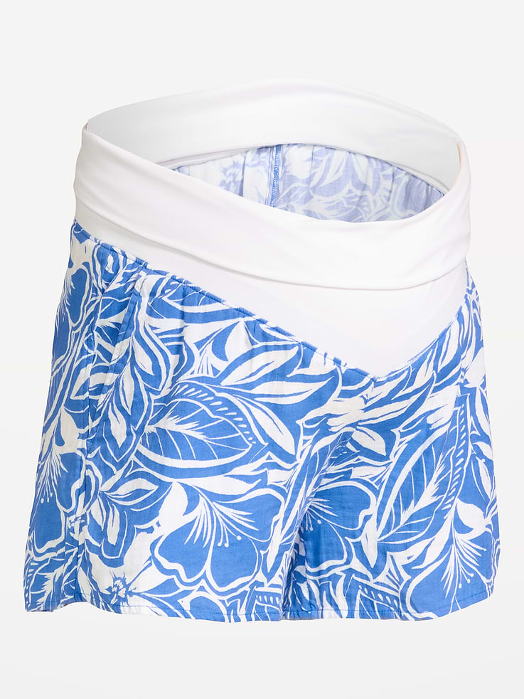 Image number 4 showing, Maternity Foldover-Waist Relaxed Pull-On Crinkle Gauze Shorts