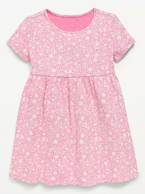 Printed Printed Short-Sleeve Ribbed Dress for Toddler Girls clearance posted today