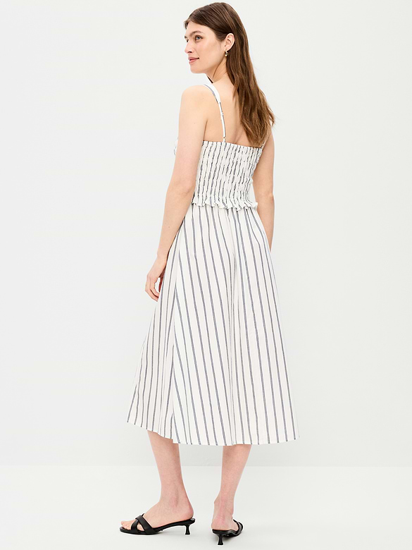 Fit & Flare Smocked-Bodice Midi Dress