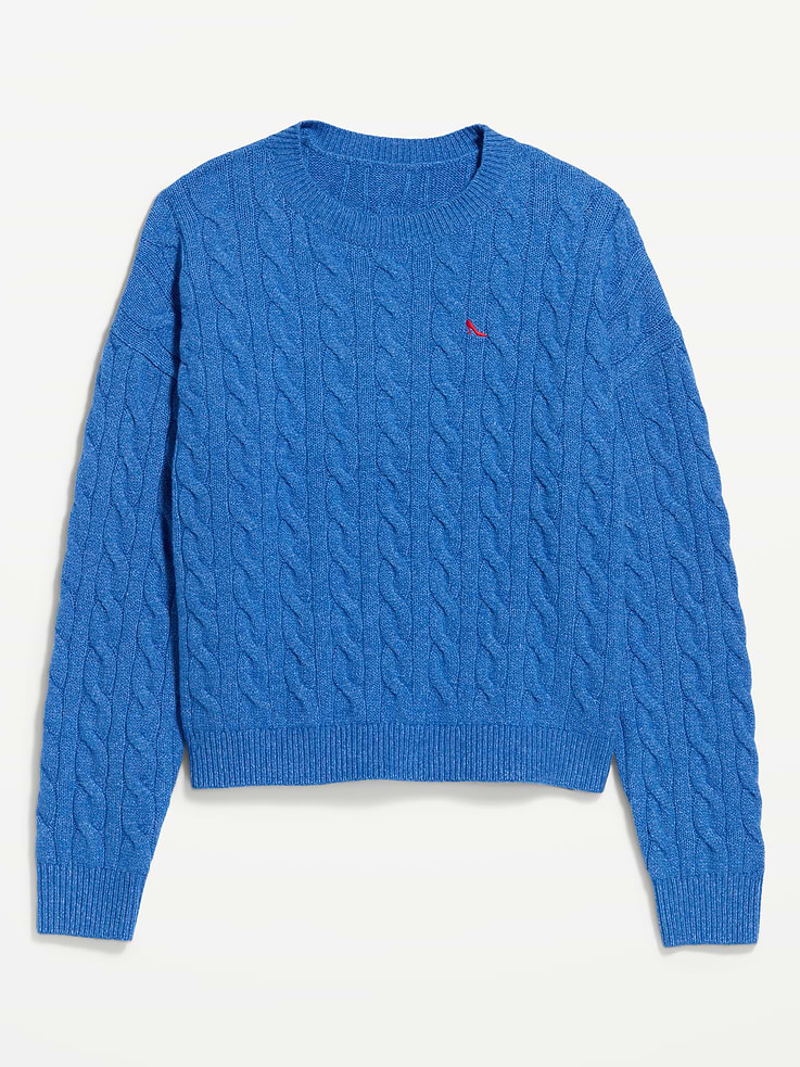 Image number 4 showing, Old Navy x The Devil Wears Prada SoSoft Cerulean Cable-Knit Sweater