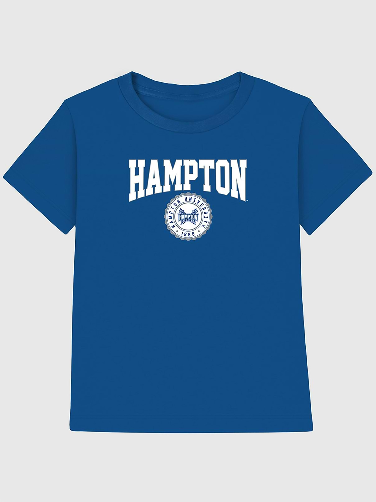 Image 1 of 4, Soft cotton T-shirt., Classic, straight and easy fit., Hits at the hip., Crewneck., Short sleeves., Officially licensed Hampton University Collegiate Seal at front.