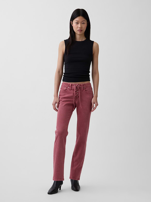 Low Rise Lace-Up '90s Slim Straight Jeans
