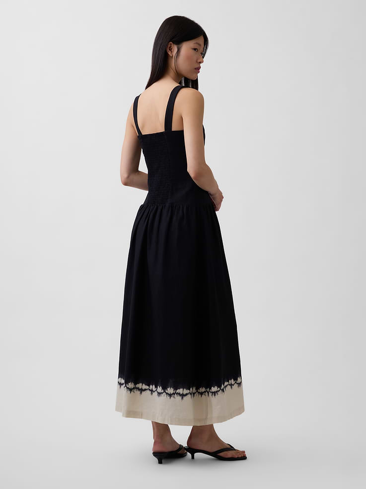 Image number 2 showing, Linen-Blend Drop-Waist Corset Maxi Dress