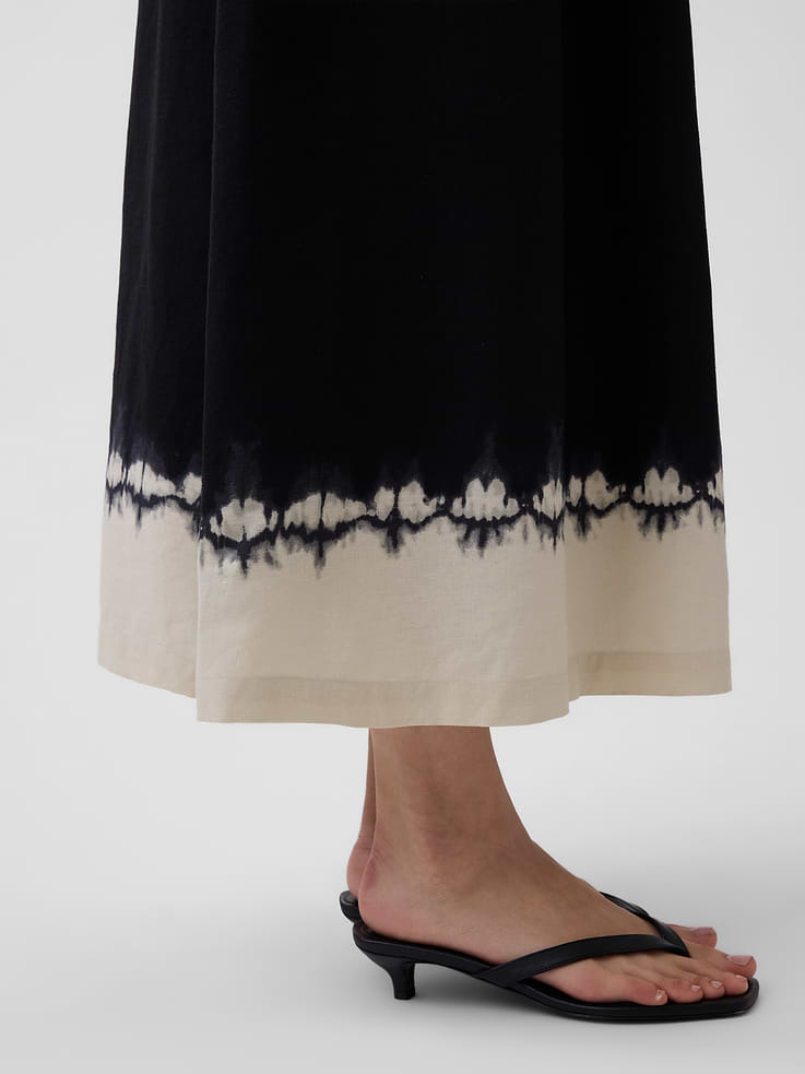 Image number 6 showing, Linen-Blend Drop-Waist Corset Maxi Dress
