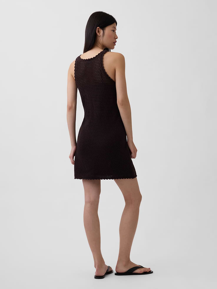 Image number 2 showing, 100% Cotton Crochet Mini Dress