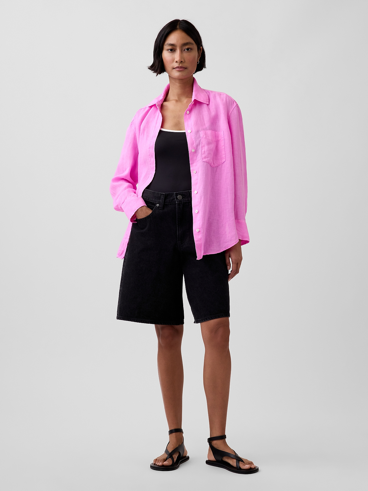 100% Linen Oversized Shirt | Gap