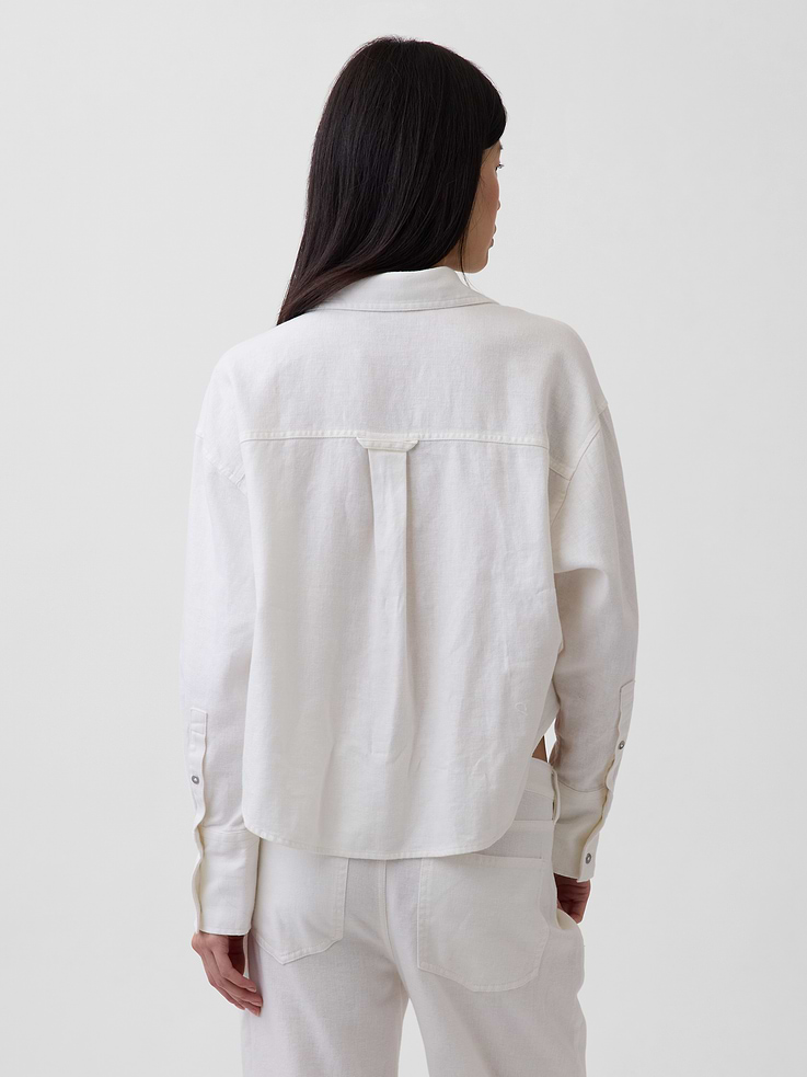 Image number 3 showing, Linen-Cotton Oversized Shirt