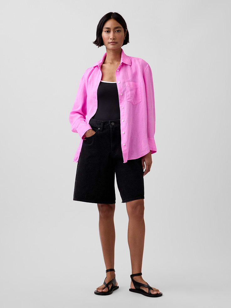 Image number 2 showing, 100% Linen Oversized Shirt