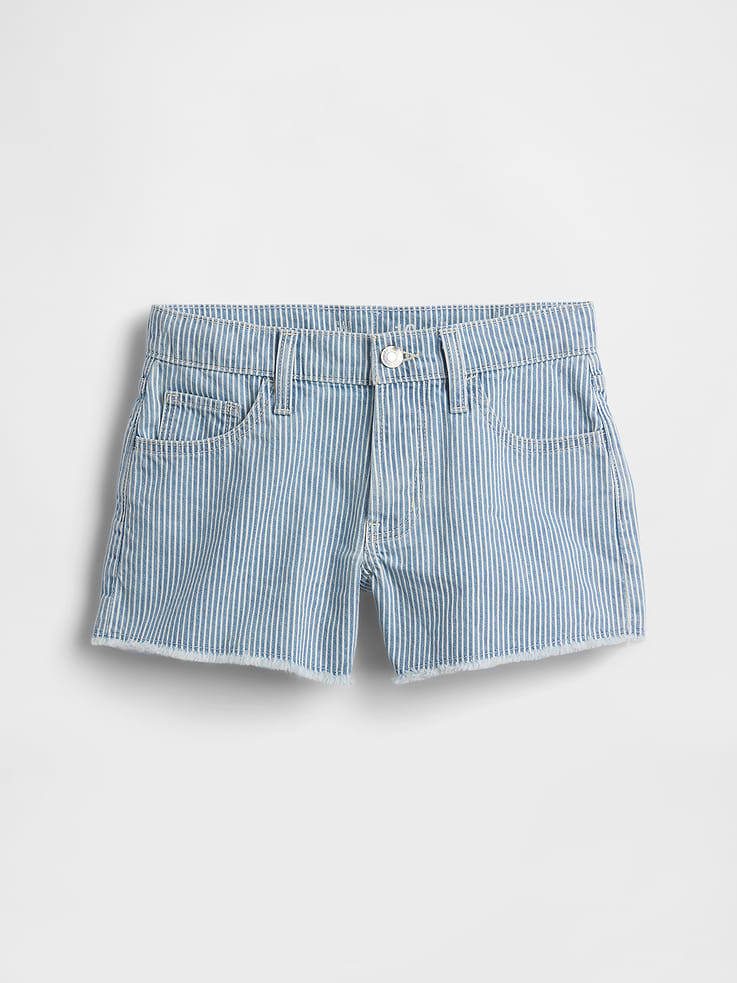 Image 2 de 6, Short sportif en denim à rayures à taille basse pour Enfant