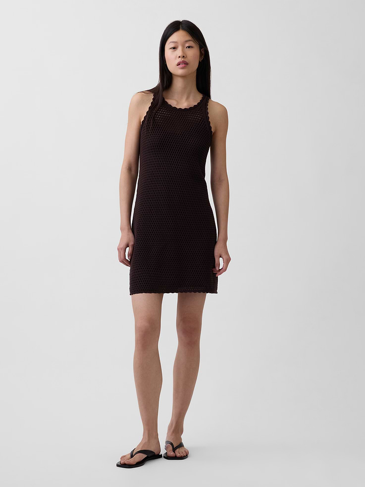 Image number 1 showing, 100% Cotton Crochet Mini Dress