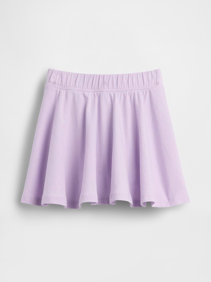 Image 1 of 3, Our favorite mix-and-match essentials go from tummy time to playtime in no time. All made with soft cotton in playful prints and bright colors., Soft cotton jersey pull-on skort., Elasticized waist., Inner shorts., Made with 60% Protocol cotton verified by the U.S. Cotton Trust Protocol, a program which works with farms committed to improving their environmental footprint by minimizing water usage and improving soil diversity (Claim No. 10127)., This product was made in a factory that invests in gender equity and women’s empowerment through RISE. Learn more at gapinc.com/equity ., Product #882230