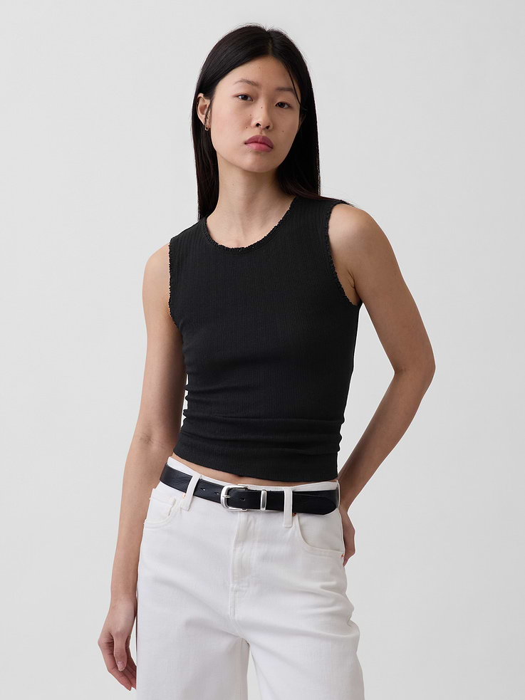 Image number 1 showing, Pointelle Shell Tank Top