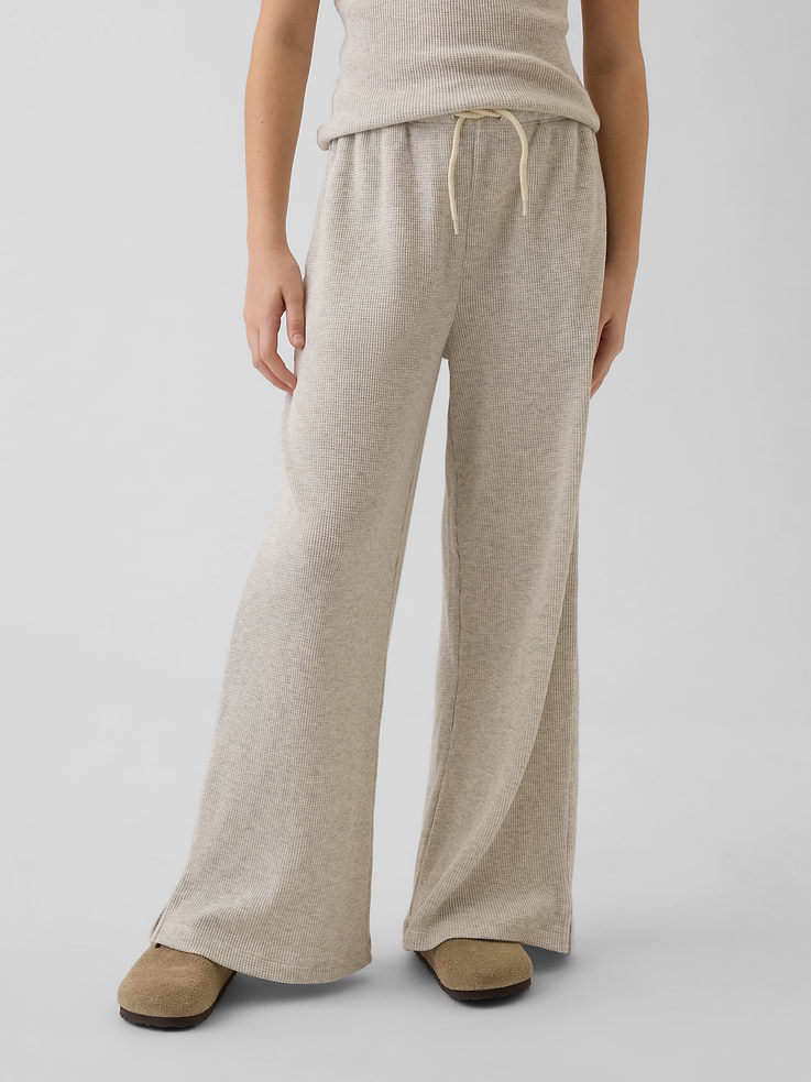 Image number 3 showing, Kids Waffle Relaxed Easy Wide-Leg Pants