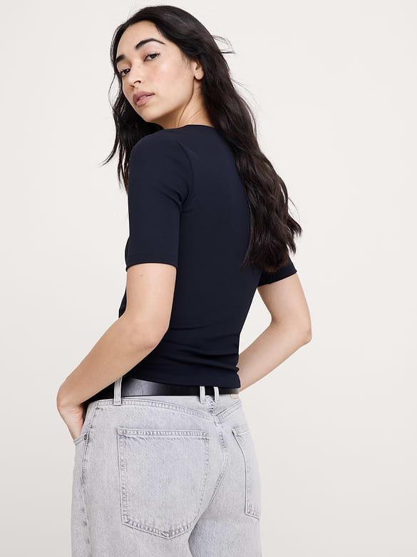 Sculpted-Stretch Square-Neck Top