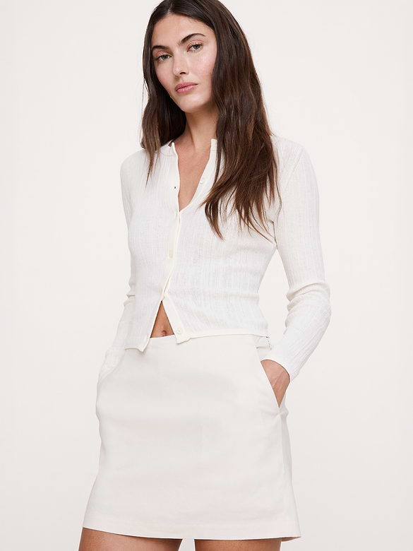 Jupe courte en lin et viscose