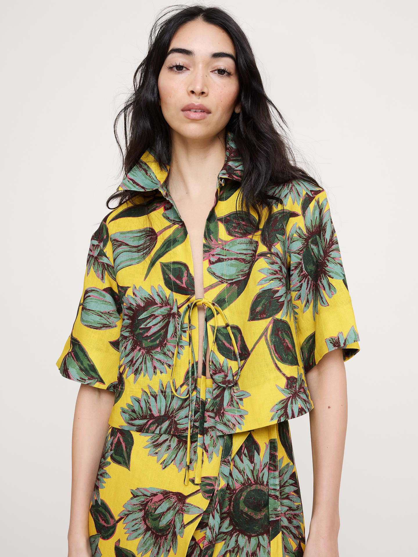 Image number 1 showing, Linen Tie-Front Shirt