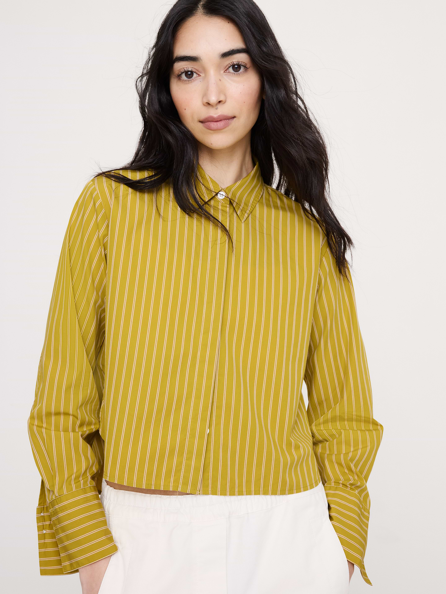 Image number 6 showing, Cropped Cotton Poplin Shirt with Elbow Patches