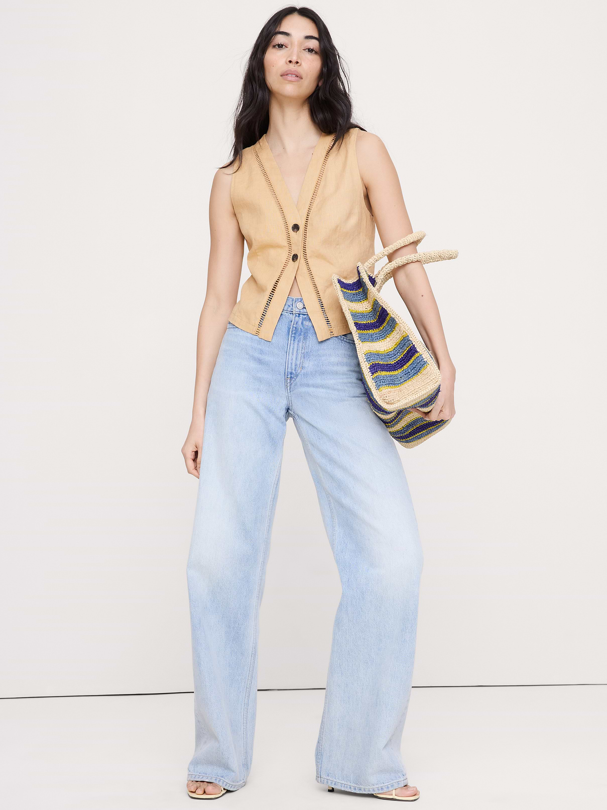 Linen Lace-Trim Vest
