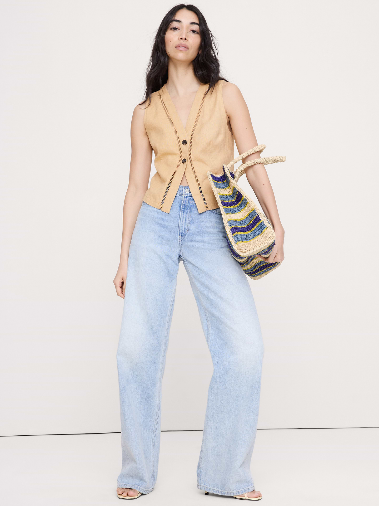 Image number 1 showing, Linen Lace-Trim Vest