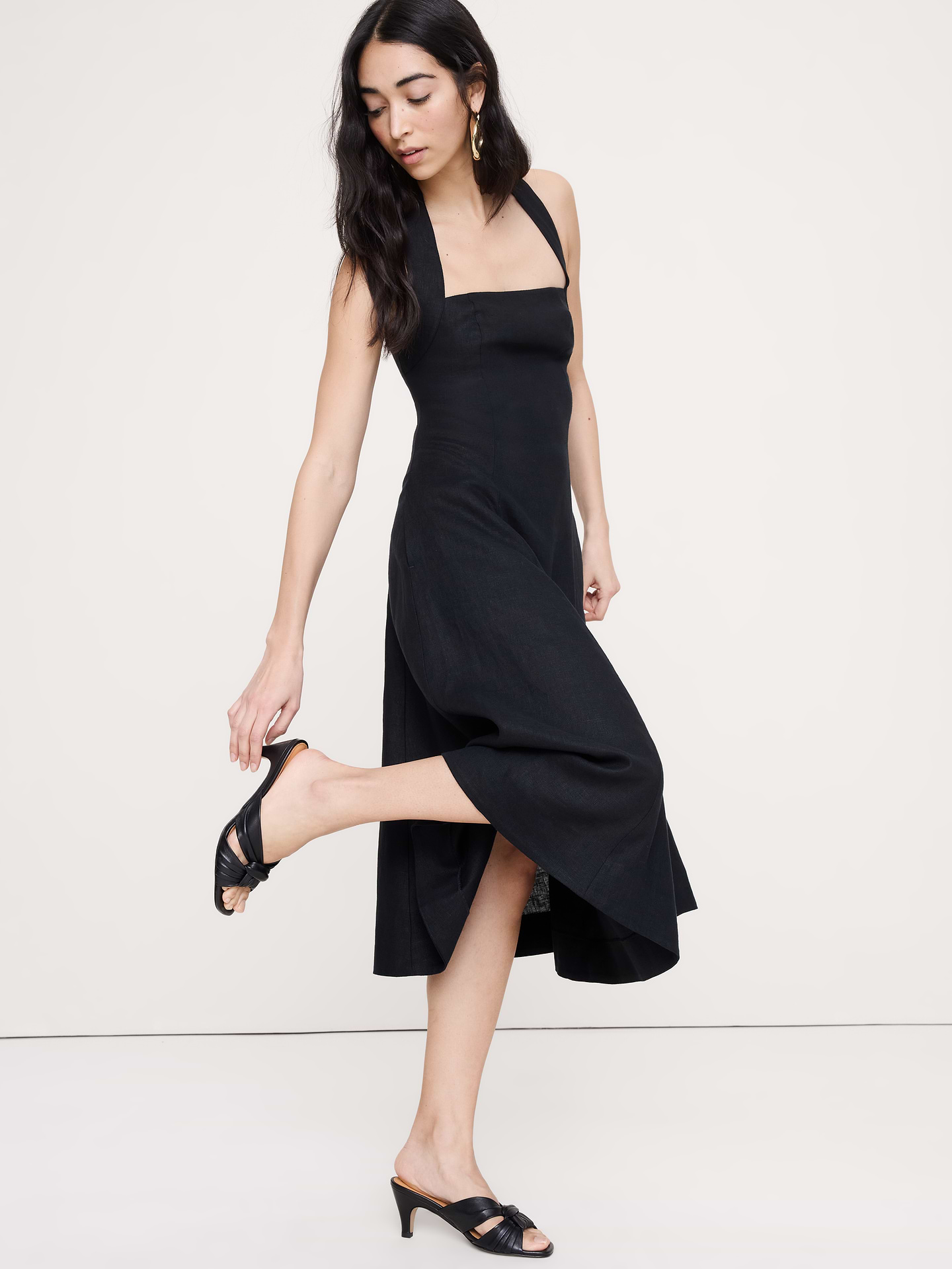 Image number 2 showing, Italian Leather Soft-Knot Heeled Sandal