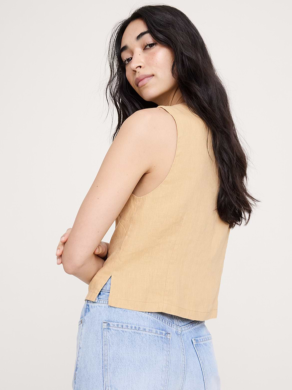 Linen Lace-Trim Vest