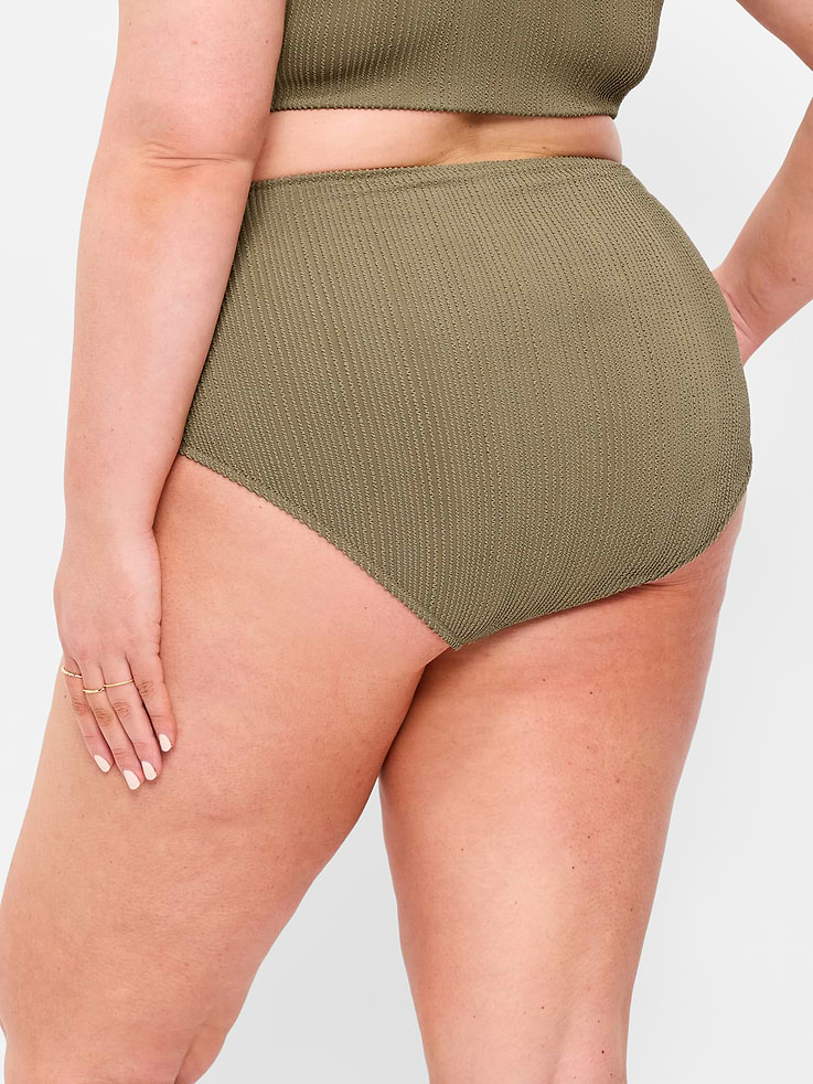 Image number 8 showing, High-Waisted Ribbed Bikini Swim Bottoms
