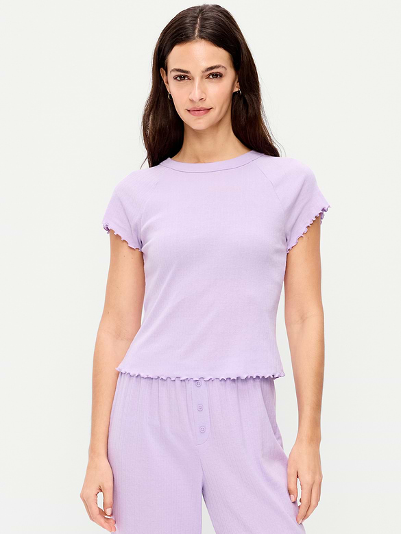 Short-Sleeve Pointelle Pajama Top