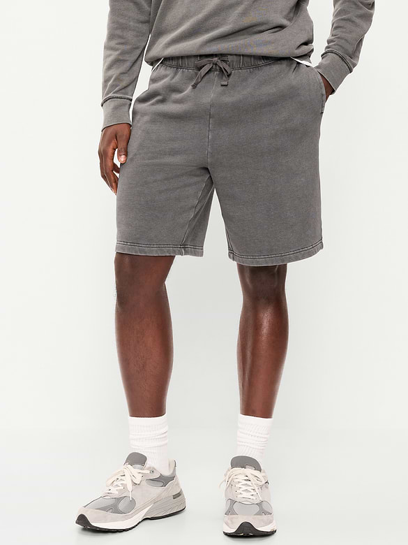 Baggy Garment-Washed Sweat Shorts -- 10-inch inseam