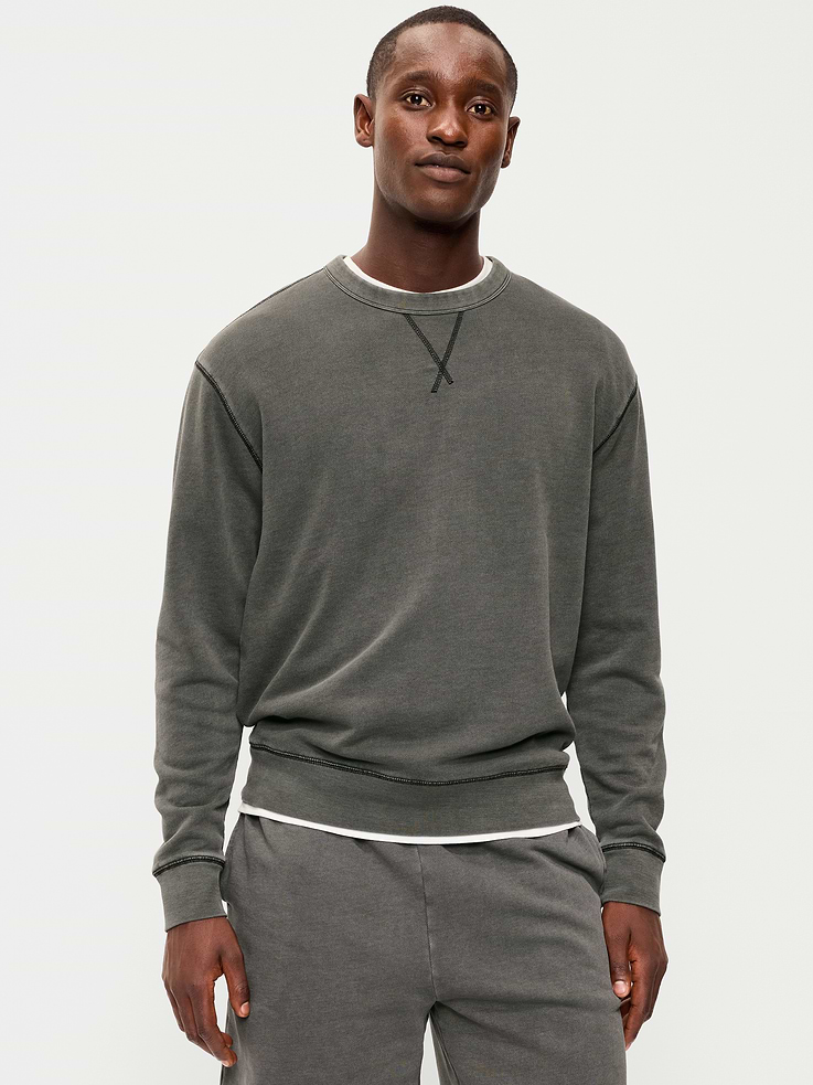 Image number 1 showing, Loose Garment-Washed Crew-Neck Sweatshirt