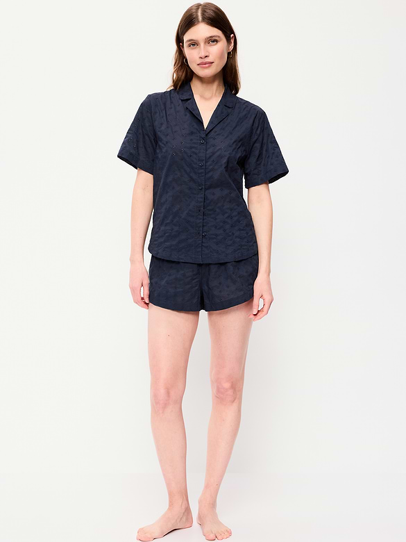 Classic Eyelet Sleep Short Set