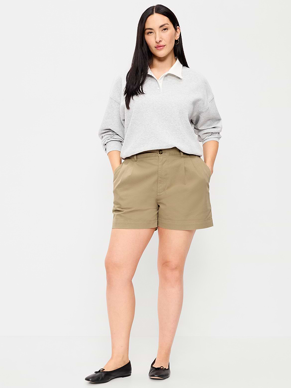 Short chino authentique à taille haute, entrejambe de 4 cm