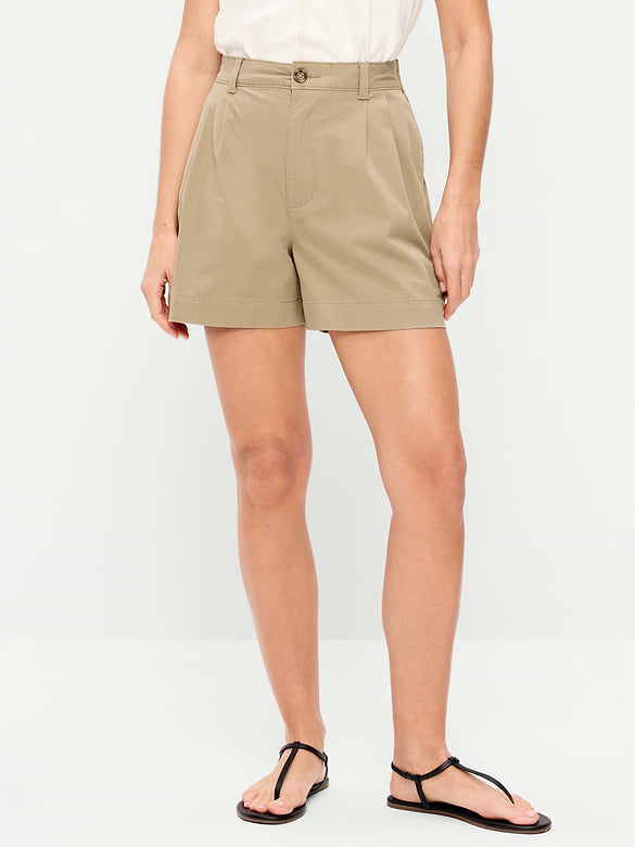 Short chino authentique à taille haute, entrejambe de 4 cm