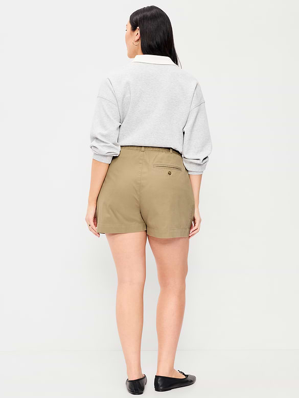 Short chino authentique à taille haute, entrejambe de 4 cm