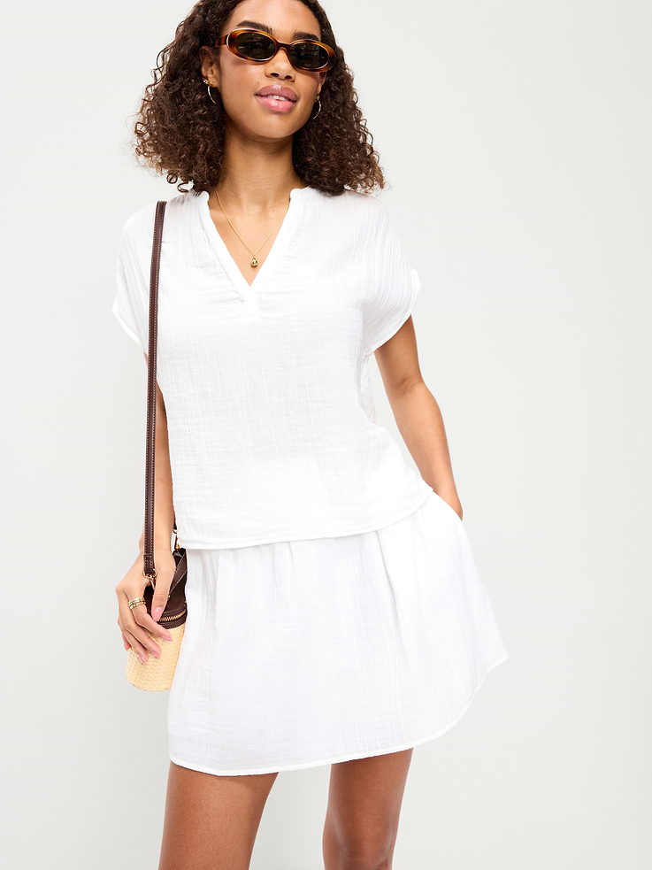 Image number 3 showing, Crinkle Gauze Ruffle Waist Mini Skort