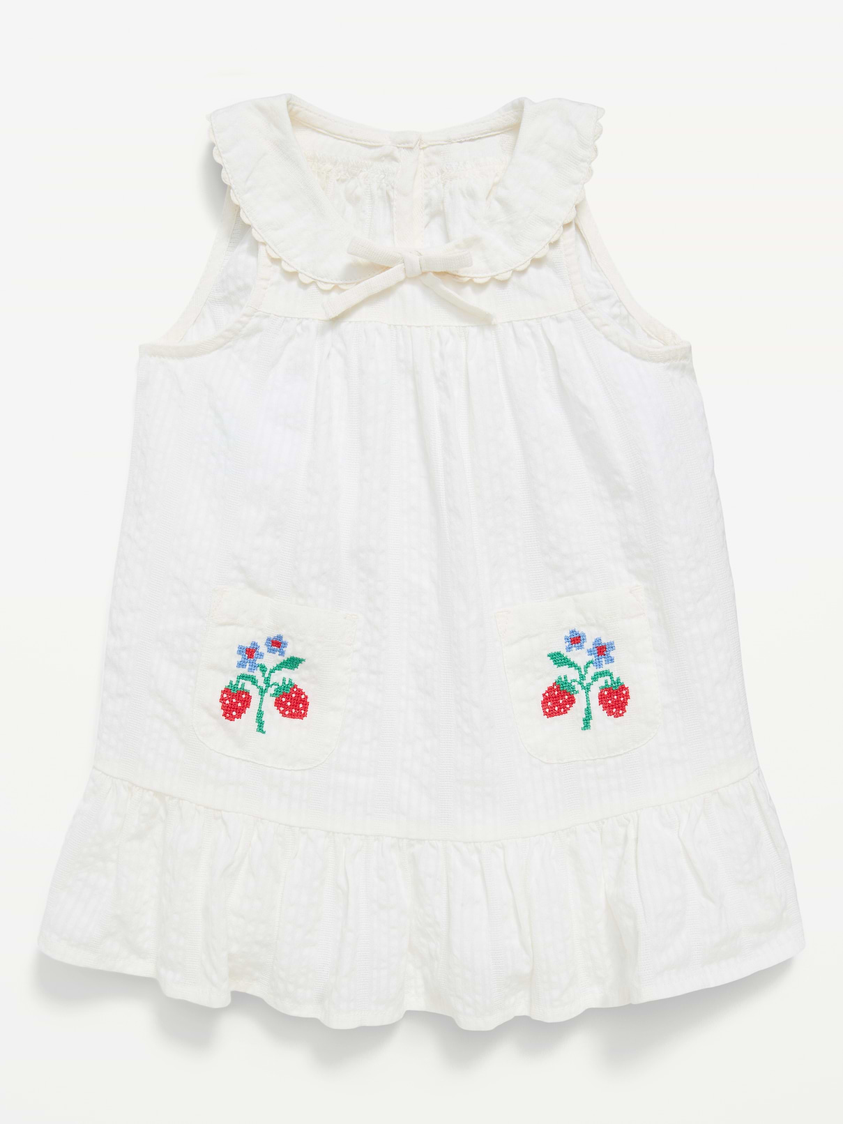 L'image numéro 1 présente Robe en tissu gaufré sans manches avec col pour bébé