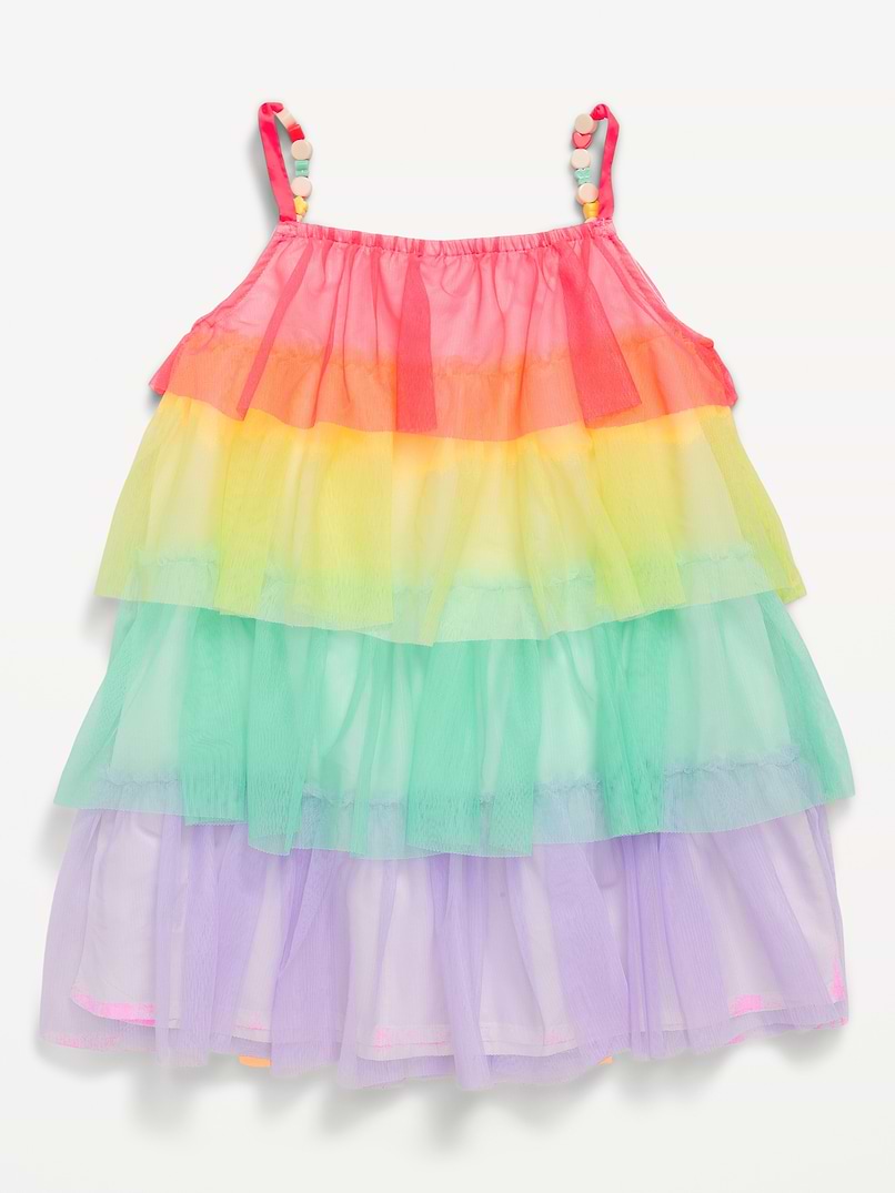 3rd birthday dress for girls Sleeveless Tiered Tulle Toddler first communion dress 5/27/2025 Fsqjgq Baby Girl Clothes Size:8-9 Y