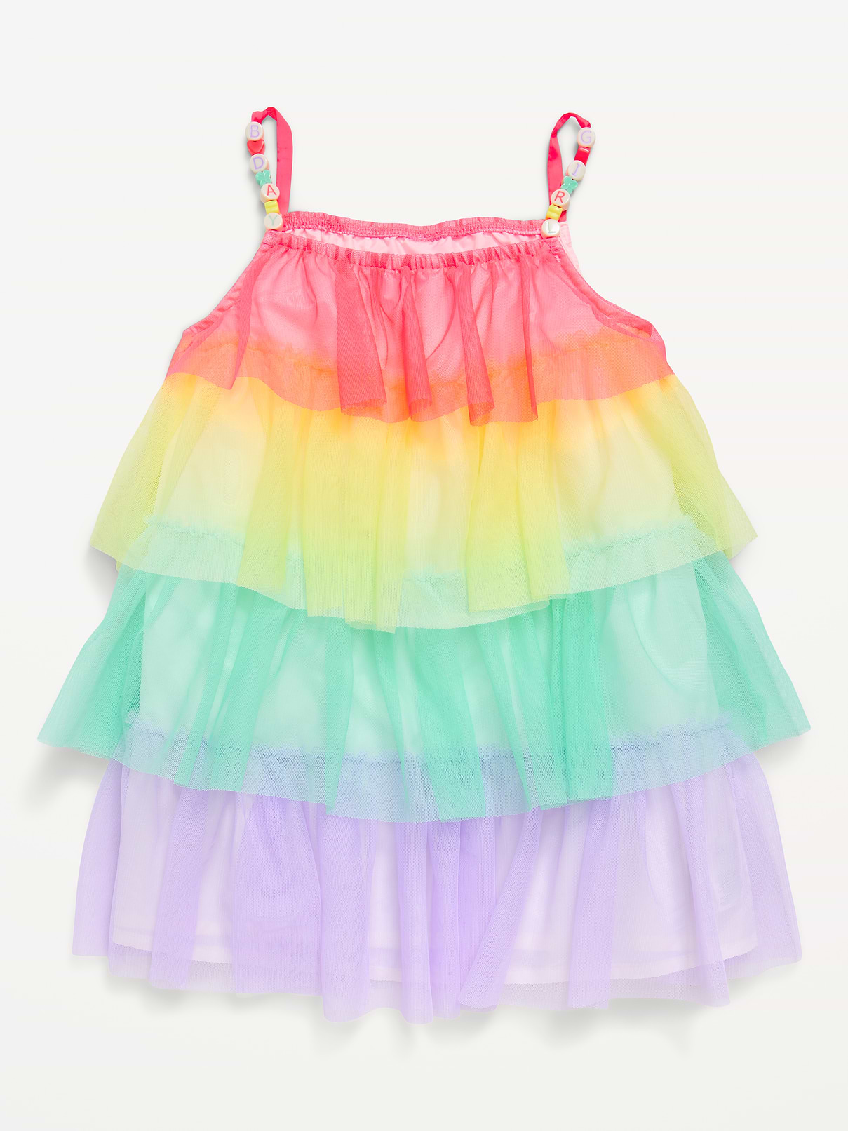 L'image numéro 2 présente Robe d’anniversaire étagée en tulle sans manches pour toute-petite