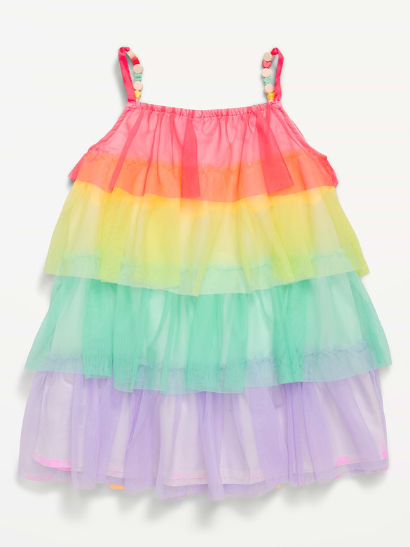 Birthday Sleeveless Tiered Tulle Dress for Toddler Girls