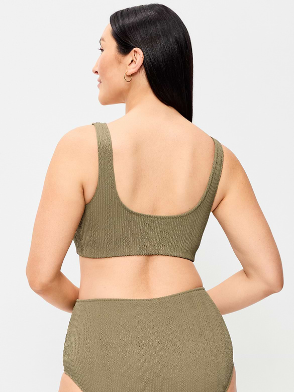 Ribbed Scoop-Neck Swim Top