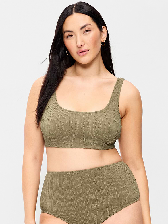 Ribbed Scoop-Neck Swim Top
