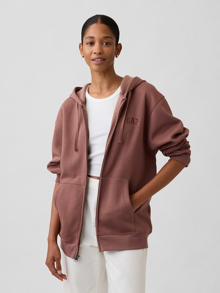 Image 4 of 7, Adult Relaxed Gap Logo Zip Hoodie