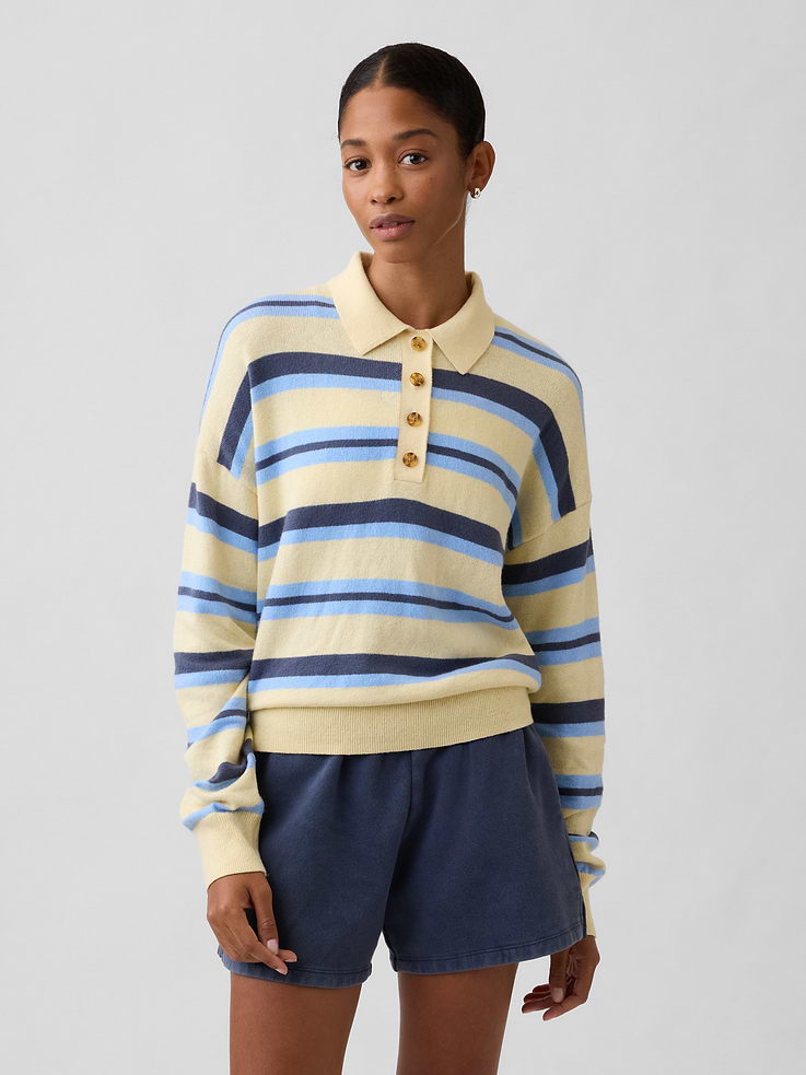 Image number 1 showing, CashSoft Relaxed Sweater Polo Shirt