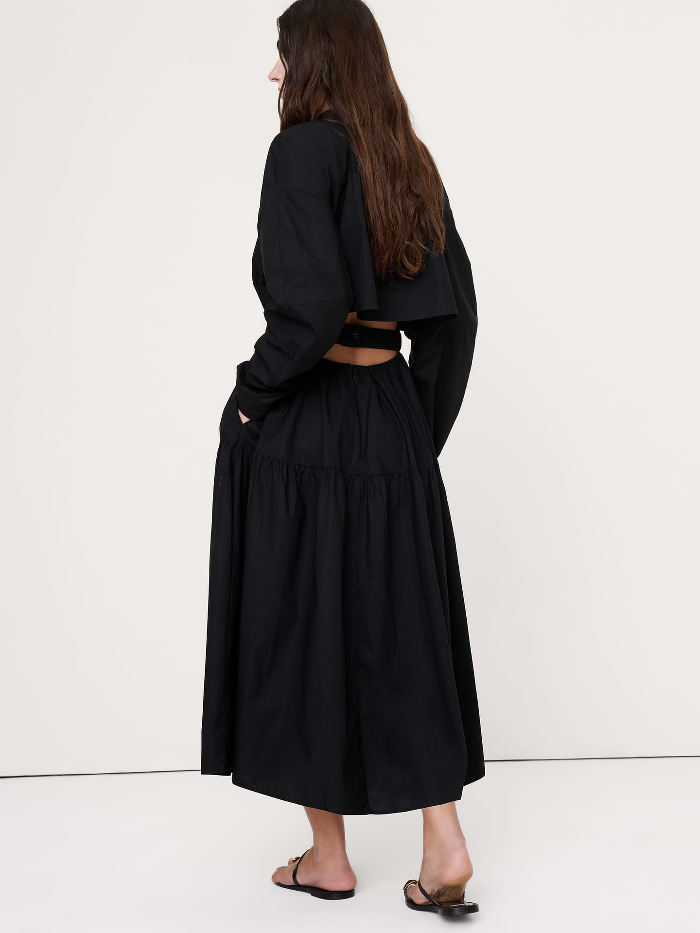 Image number 5 showing, Cotton Poplin Midi Shirt Dress with Open Back