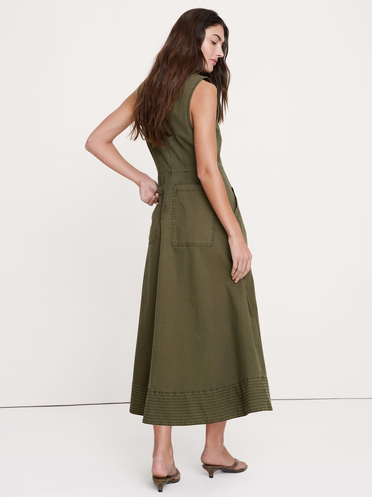 Image number 8 showing, Cotton Canvas Utility Pocket Maxi Dress