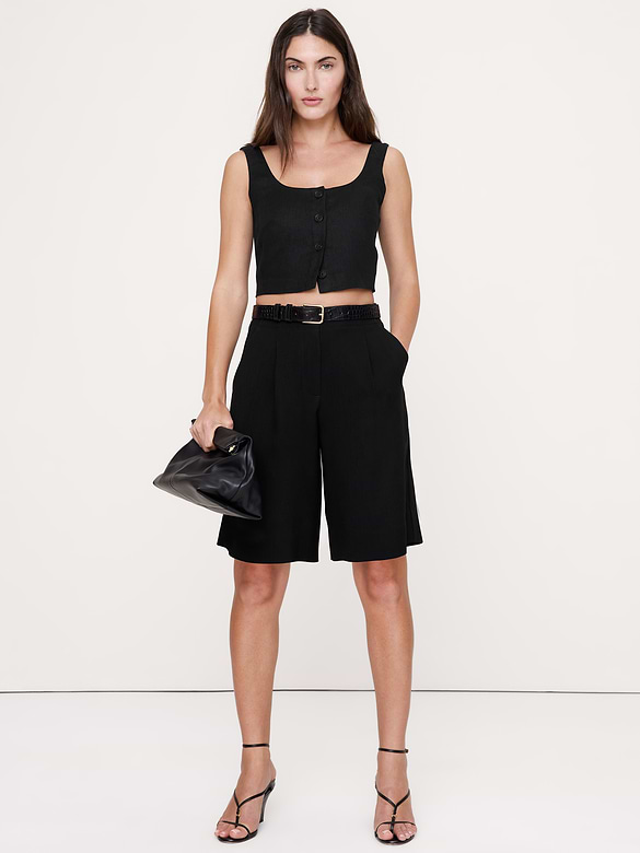 Linen Square-Neck Cropped Tank