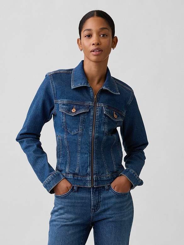Shrunken Icon Denim Zip Jacket