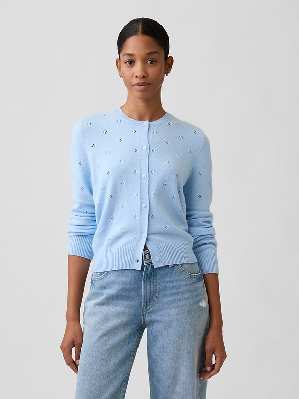 CashSoft Pointelle Cardigan